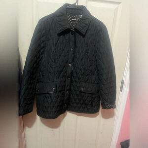 Chico's Black Quilted Snap Front Jacket with Front Pockets